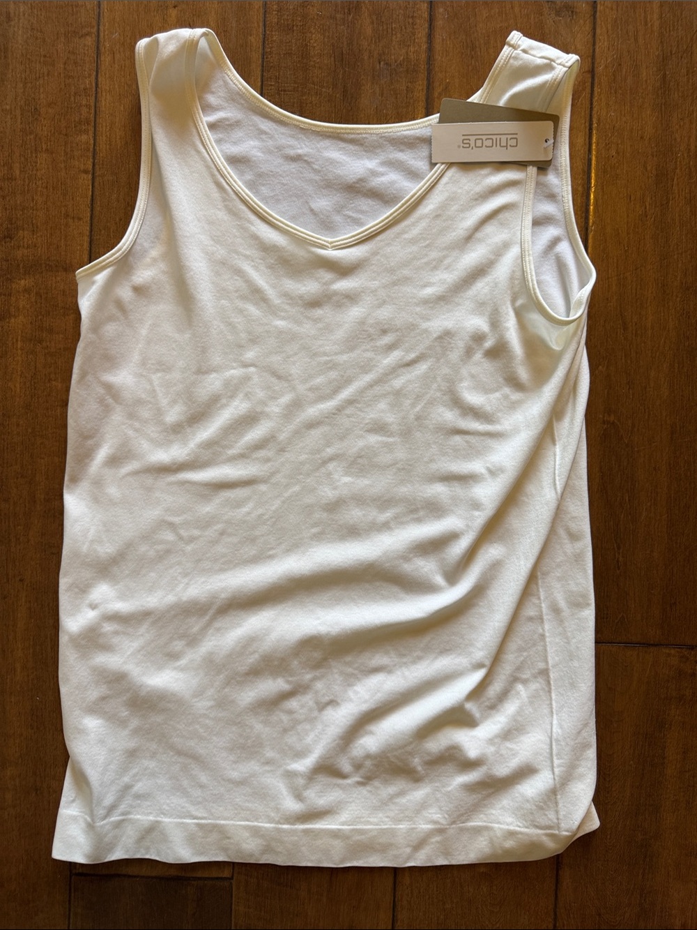 Chico's Cream Scoop Neck Tank Top size 1